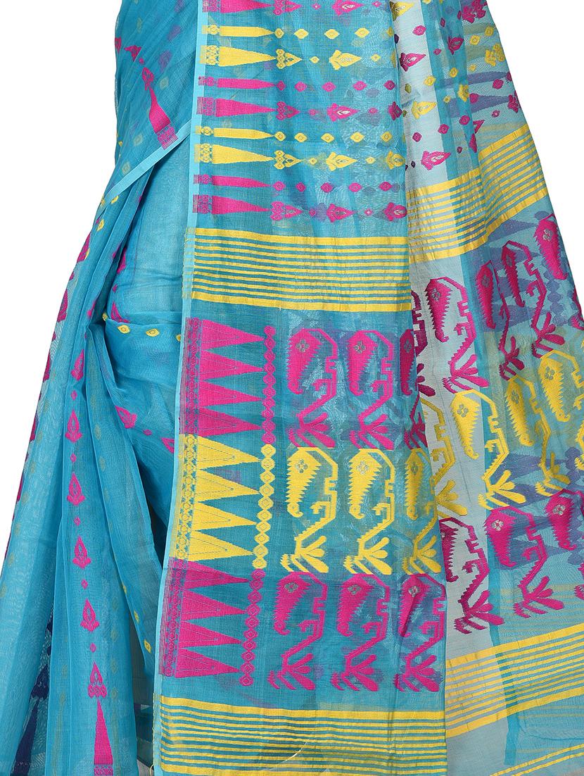 self-design jamdani saree - 17400599 - Zoom Image - 3