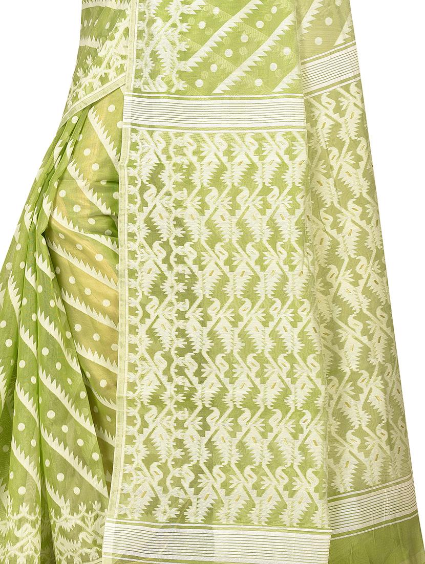 self-design jamdani saree - 17400611 - Zoom Image - 3