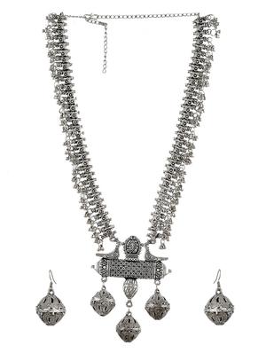 silver brass long necklace - 17400661 - Standard Image - 2