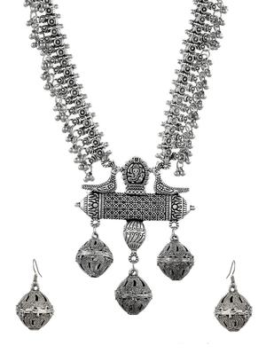 silver brass long necklace - 17400661 - Standard Image - 3
