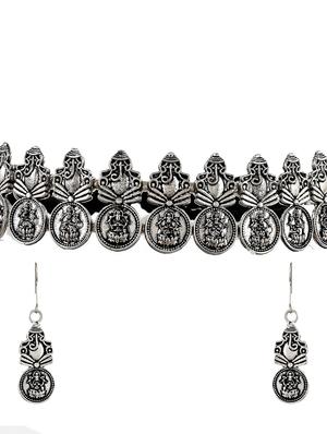 silver brass choker necklace - 17400662 - Standard Image - 3
