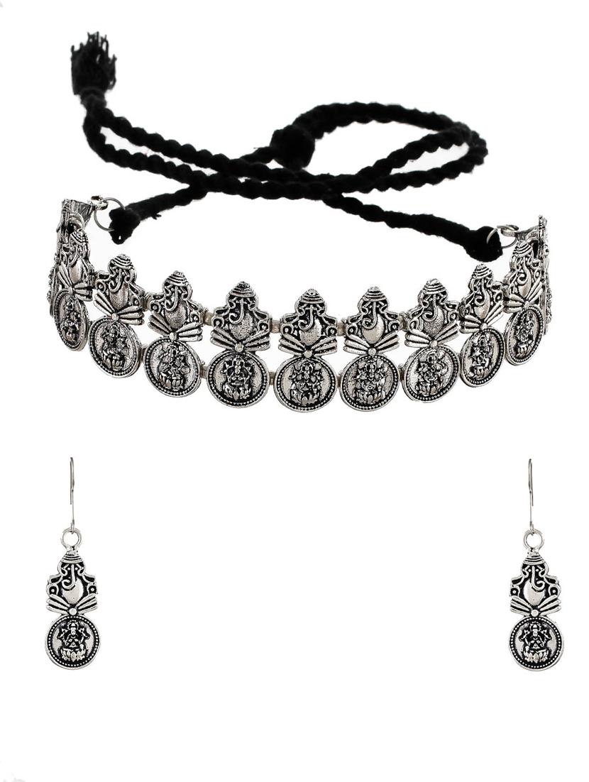 silver brass choker necklace - 17400662 - Zoom Image - 2