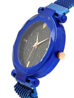 bolun rt-160 blue mesh magnet strap dial rhinestone magnetic mesh strap analog watch - 17400677 - Standard Image - 2