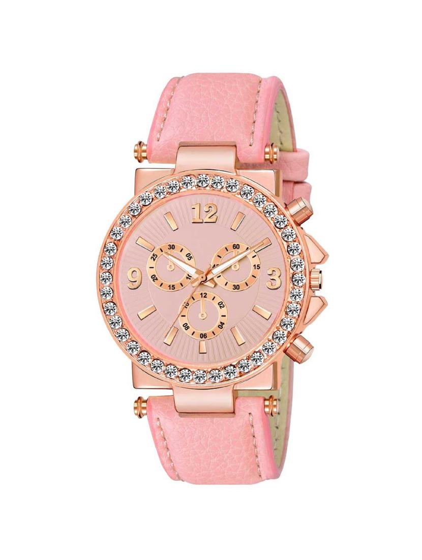 bolun _833 fancy look baby pink dial- leather strap watch analog watch - - 17400828 - Zoom Image - 1