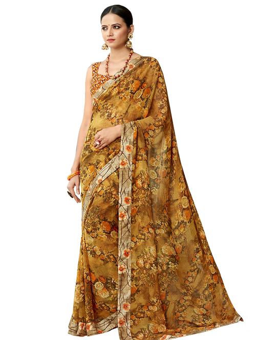 floral printed saree with blouse - 17401102 - Standard Image - 1