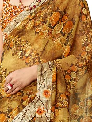 floral printed saree with blouse - 17401102 - Standard Image - 2