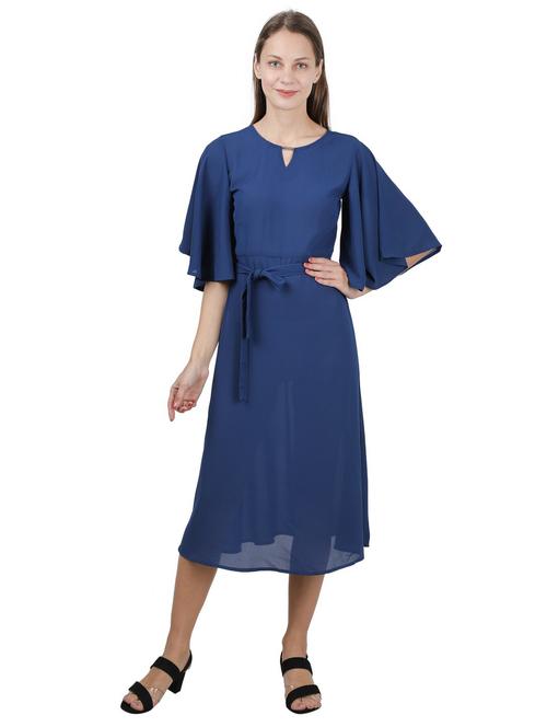 bell sleeves a-line dress - 17401316 - Standard Image - 1