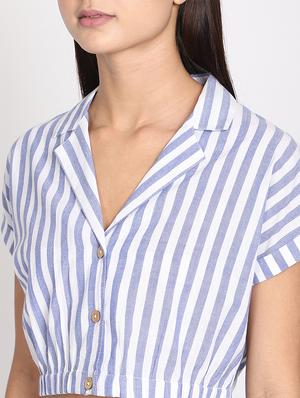 striped crop top - 17401422 - Standard Image - 5