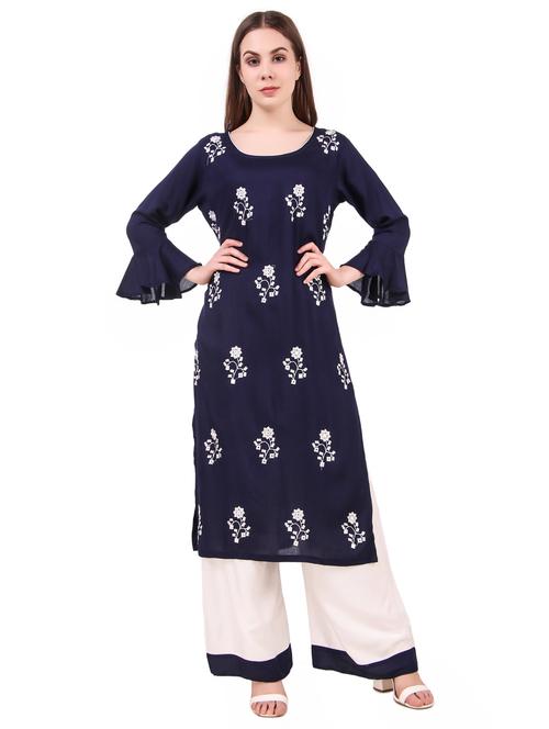 embroidered kurta palazzo set - 17401503 - Standard Image - 1