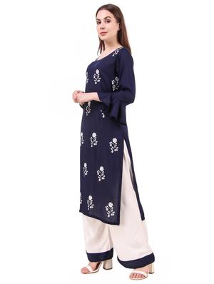 embroidered kurta palazzo set - 17401503 - Standard Image - 2