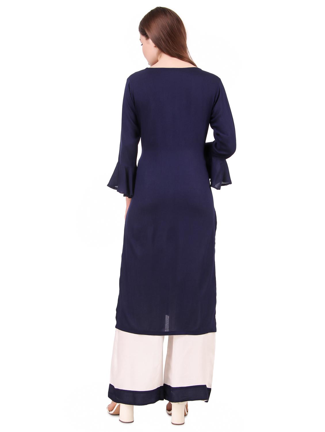 embroidered kurta palazzo set - 17401503 - Zoom Image - 3