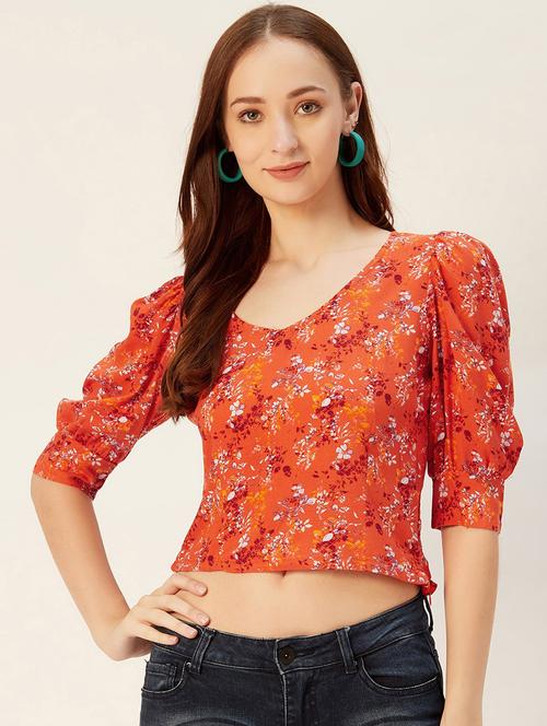 puff sleeves floral top - 17401825 - Standard Image - 1