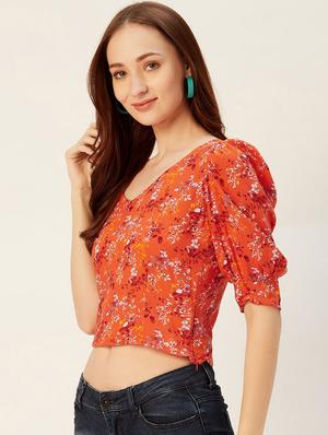 puff sleeves floral top - 17401825 - Standard Image - 2