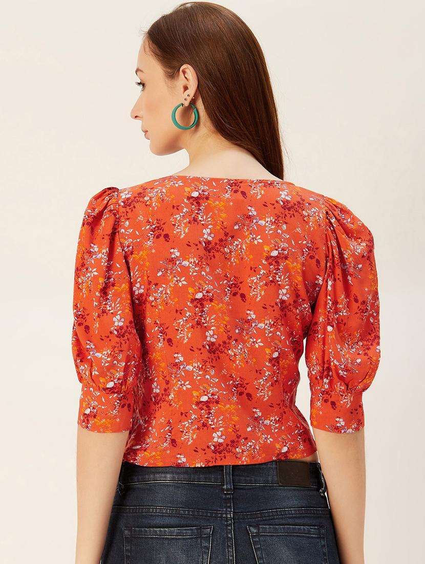 puff sleeves floral top - 17401825 - Zoom Image - 3