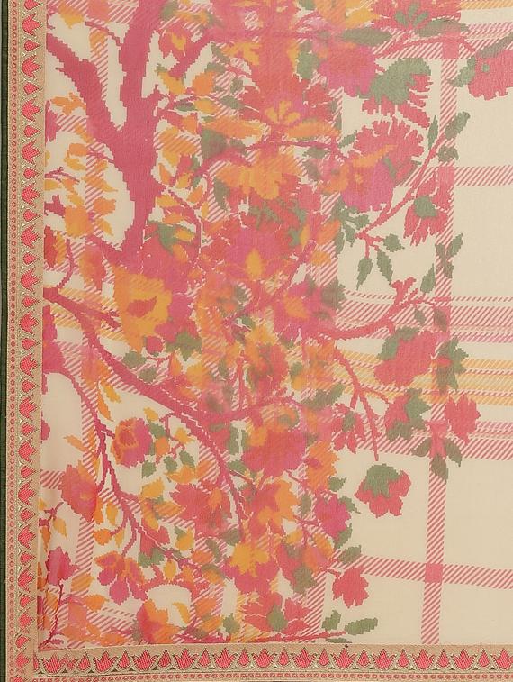 floral printed saree with blouse - 17401861 - Zoom Image - 4