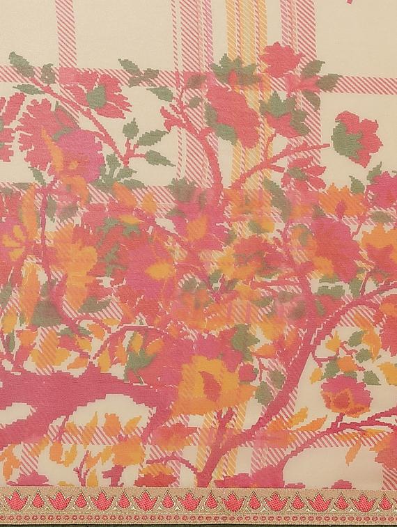floral printed saree with blouse - 17401861 - Zoom Image - 5