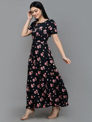 boat neck floral a-line dress - 17403078 - Standard Image - 2