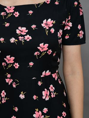 boat neck floral a-line dress - 17403078 - Standard Image - 4