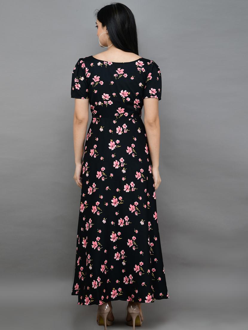 boat neck floral a-line dress - 17403078 - Zoom Image - 3