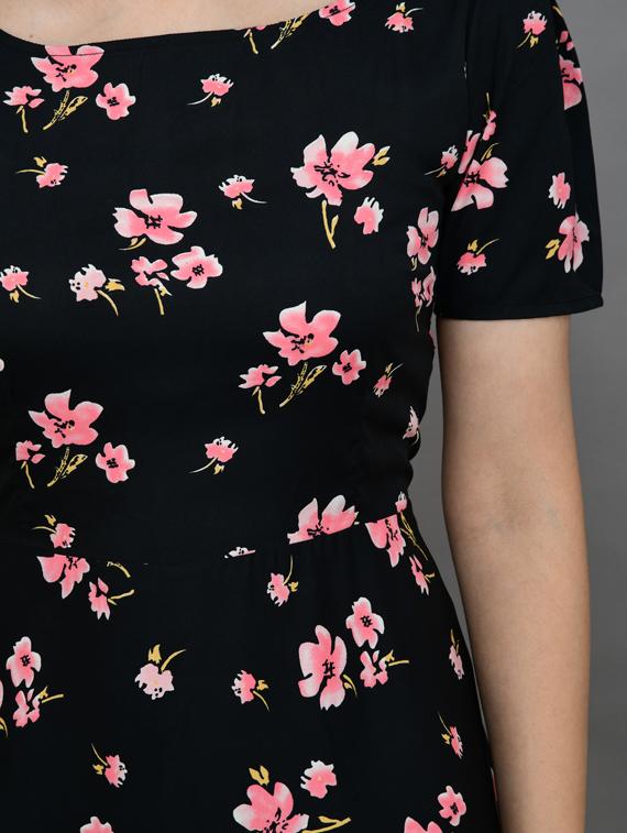boat neck floral a-line dress - 17403078 - Zoom Image - 4