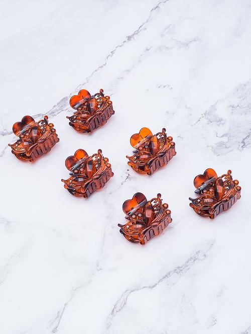 set of 6 butterfly -shape brown color hair claw clip for women - 17403128 - Standard Image - 1