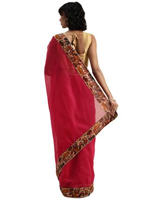 solid bordered plain saree with blouse - 17403368 - Standard Image - 2