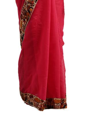solid bordered plain saree with blouse - 17403368 - Standard Image - 3