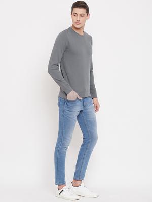 grey solid sweatshirt - 17403418 - Standard Image - 4