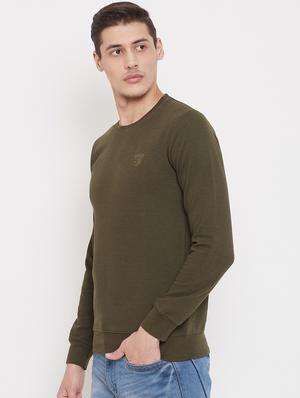olive green solid sweatshirt - 17403420 - Standard Image - 2