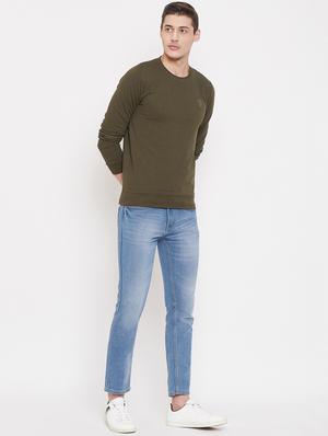 olive green solid sweatshirt - 17403420 - Standard Image - 4