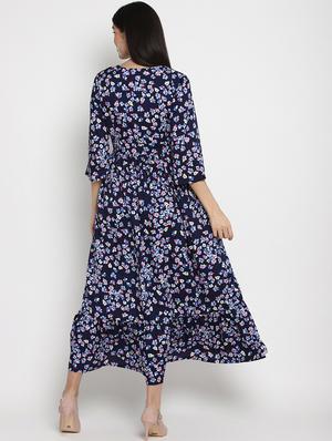 bell sleeved floral flared dress - 17403454 - Standard Image - 3