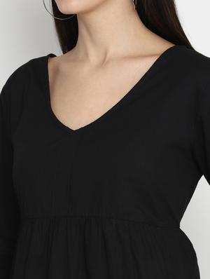 v-neck flared dress - 17403456 - Standard Image - 4