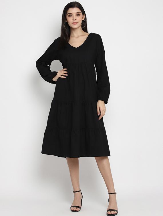 v-neck flared dress - 17403456 - Zoom Image - 2