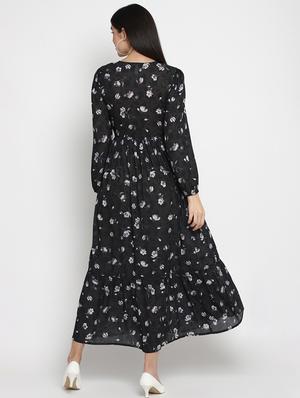 long sleeved floral fit & flare dress - 17403459 - Standard Image - 3
