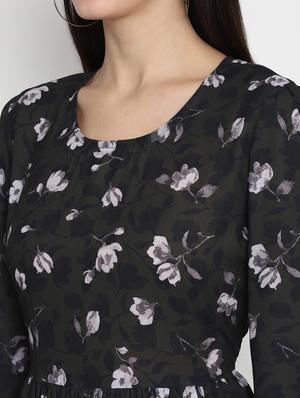 long sleeved floral fit & flare dress - 17403459 - Standard Image - 4