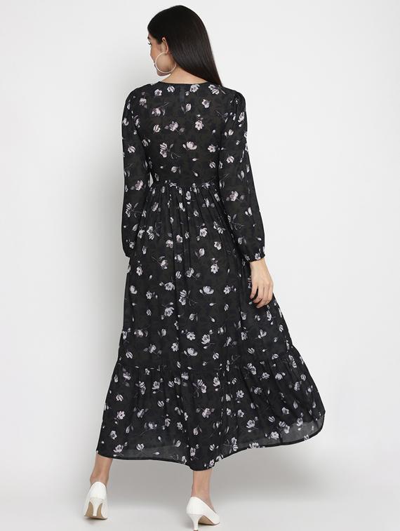 long sleeved floral fit & flare dress - 17403459 - Zoom Image - 3