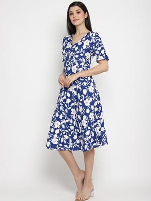 v-neck floral a-line dress - 17403460 - Standard Image - 2
