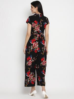 tie back floral full leg jumpsuit - 17403466 - Standard Image - 3