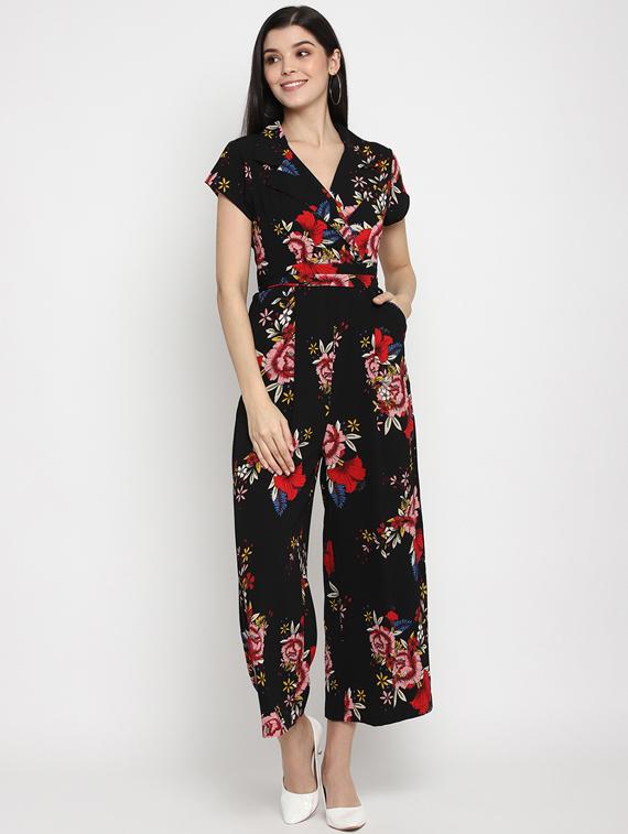 tie back floral full leg jumpsuit - 17403466 - Zoom Image - 1