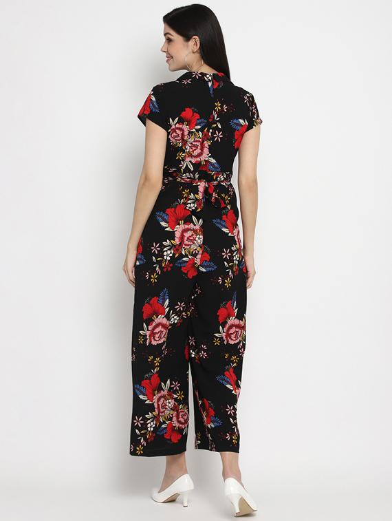 tie back floral full leg jumpsuit - 17403466 - Zoom Image - 3