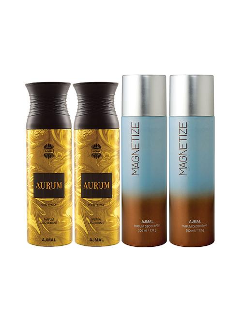 ajmal 2 aurum femme for women and 2 magnetize for unisex deodorants each 200ml combo pack of 4 (total 800ml) + 3 testers - 17404665 - Standard Image - 1