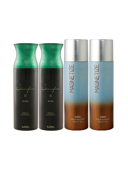 ajmal 2 sacrifice ii for him for men and 2 magnetize for unisex deodorants combo pack of 4 (total 800ml) + 3 testers - 17404669 - Standard Image - 1