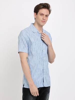 blue striped casual shirt - 17405242 - Standard Image - 2