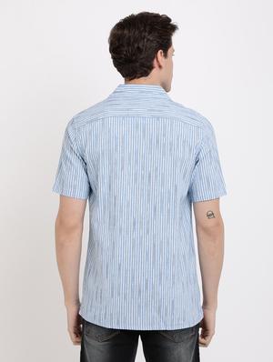 blue striped casual shirt - 17405242 - Standard Image - 3