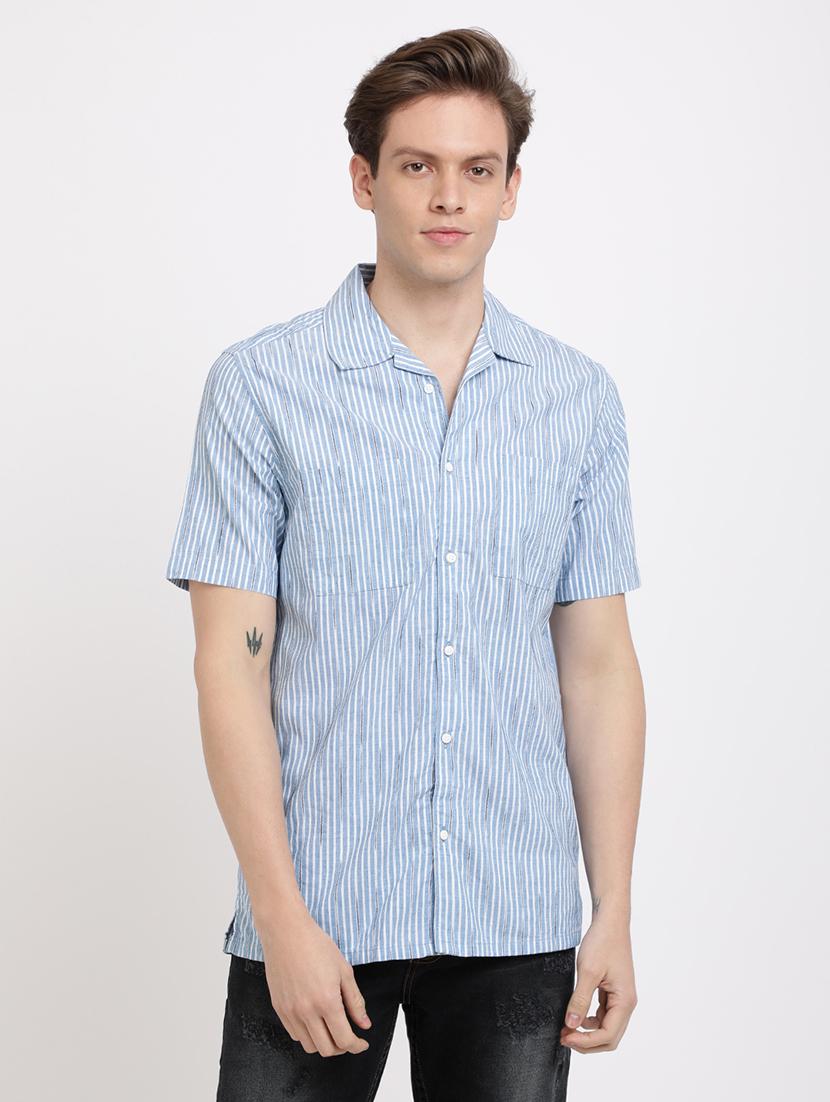 blue striped casual shirt - 17405242 - Zoom Image - 1