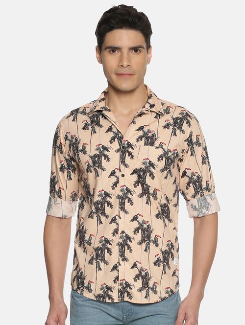 orange printed casual shirt - 17405247 - Standard Image - 1