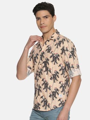 orange printed casual shirt - 17405247 - Standard Image - 2