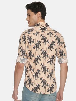 orange printed casual shirt - 17405247 - Standard Image - 3