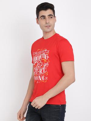 red chest print t-shirt - 17405280 - Standard Image - 3
