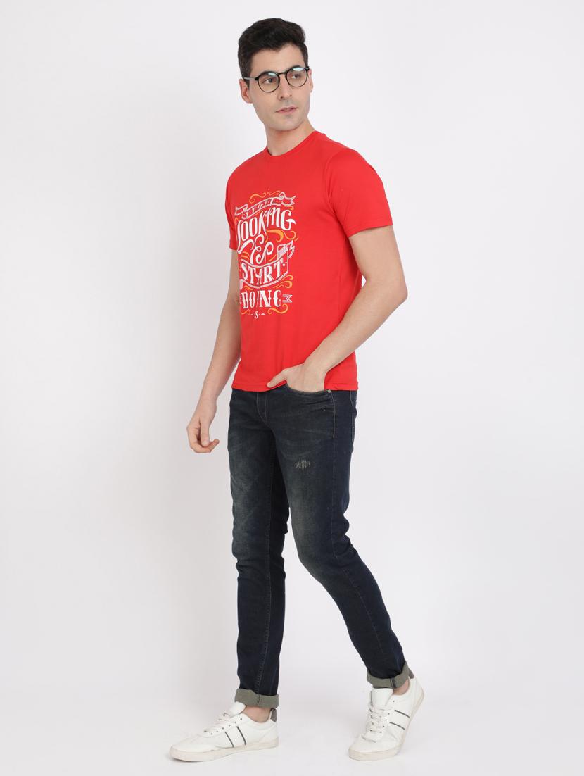 red chest print t-shirt - 17405280 - Zoom Image - 5